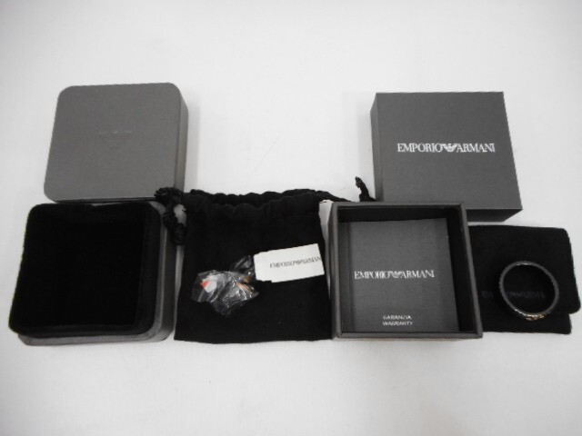 82 送60サ 0924YD13 EMPORIO ARMANI エンポリオアルマーニ メンズ リング ピアス 2点セット ステンレス素材 サイズ19号 中古品拍卖