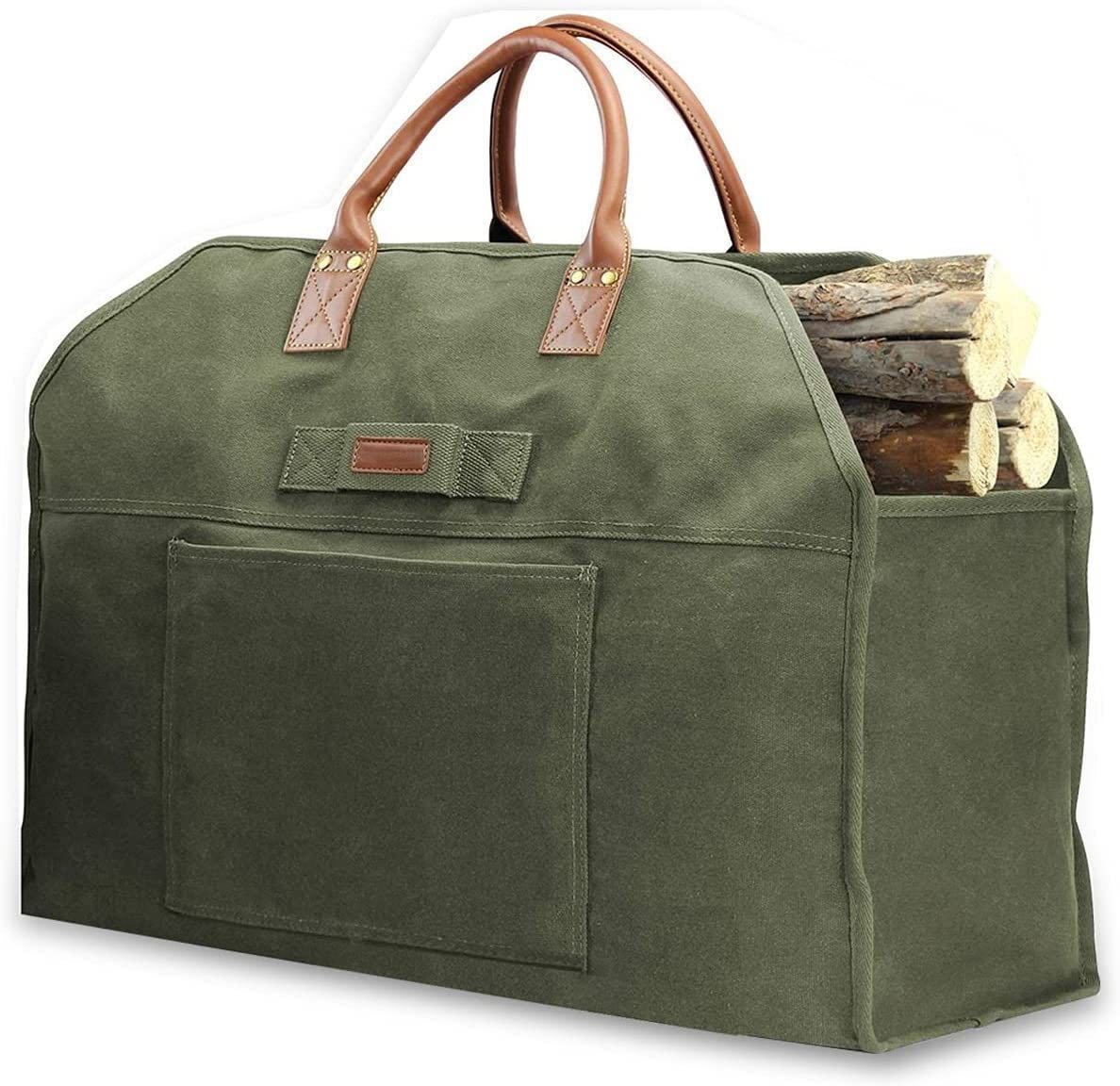 薪バッグ 薪ケース 防水 帆布 大容量収納 炭 焚き火台 薪ストーブ 七輪 キャンプ道具 ツールバック キャンプ収納ボックス パラフィン加工拍卖