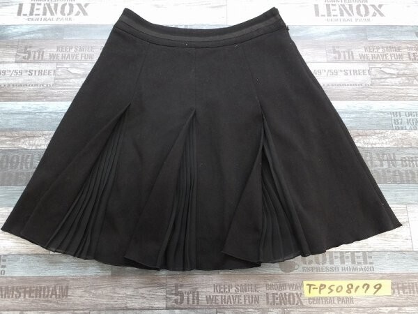 BUONA GIORNATA ボナジョルナータ レディース シフォン切替 プリーツ ソフト サイドジップ 膝丈スカート S クリーニング済み拍卖