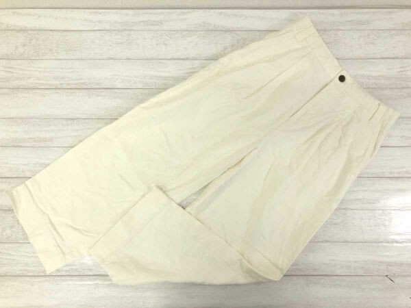 ザラ ZARA バルーン ワイド バレルレッグ ワンタック ストレッチ ハイウエスト ツイル パンツ ボトムス レディース 40 アイボリー拍卖