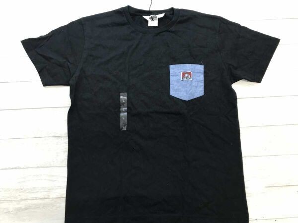 新品タグ付き ベンデイビス BEN DAVIS アメカジ ストリート シャンブレー切替ポケット ポケT 半袖Tシャツ メンズ コットン100% L 黒拍卖