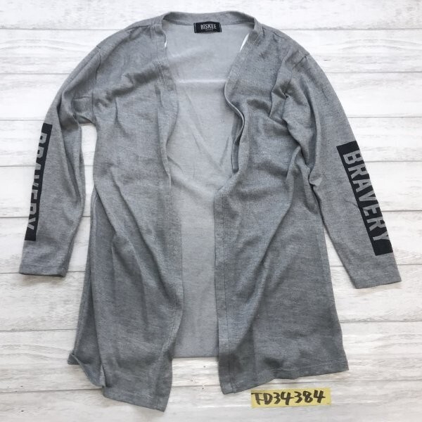 BISKEE キッズ 女の子 ロングニット カーディガン 薄手 140 グレー拍卖