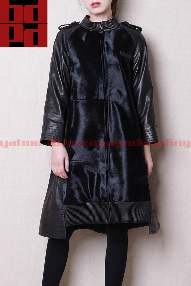 ニュージーランド産キッドレザー トルコ産シープレザー コート レディース ゆったりAライン 秋冬 高級 皮草 コート風 大人カジュアル Z89拍卖