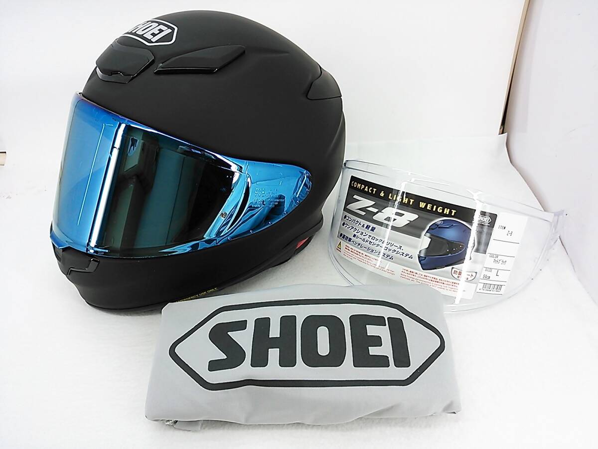 【送料無料】良品 2022年製 SHOEI ショウエイ Z-8 マットブラック Lサイズ ミラーシールド付き フルフェイスヘルメット拍卖