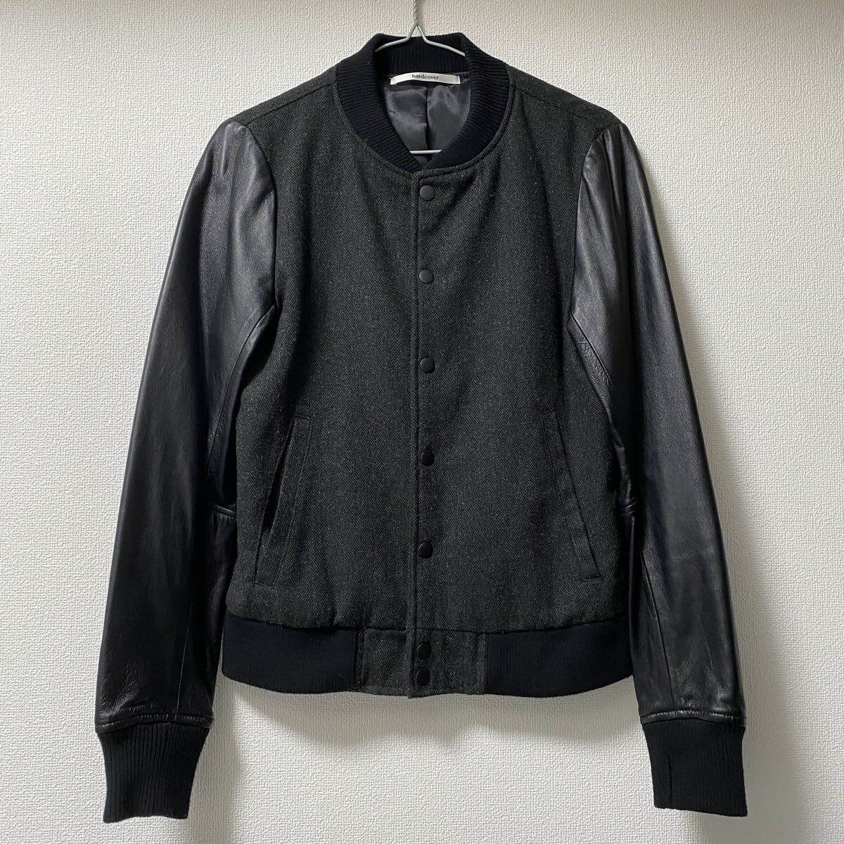 ●●未使用●● LHP hardcover スタジャン / 黒 グレー ブラック ブルゾン ジャケット M 本革 レザー 羊革 japanese label Y2K archive拍卖