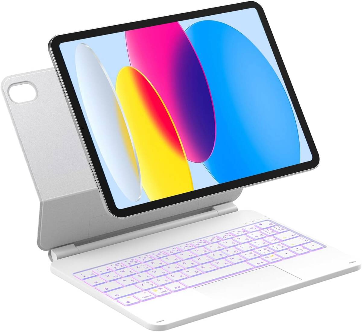 【セール】マジックキーボード JIS日本語配列 iPad第10世代 2025年第11世代A16 トラックパッド搭載 7色バックライト 磁気吸着 ホワイト拍卖