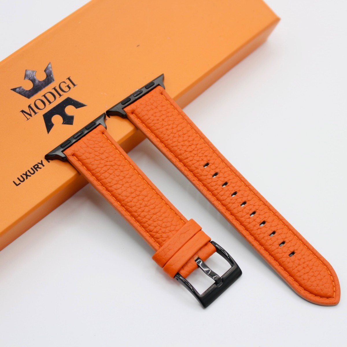 MODIGI アップルウォッチ レザーバンド 本革 ベルト 44/45/49mm Apple Watch レザー 革 皮 上質 バンド ベルト 42mm 41mm オレンジ拍卖