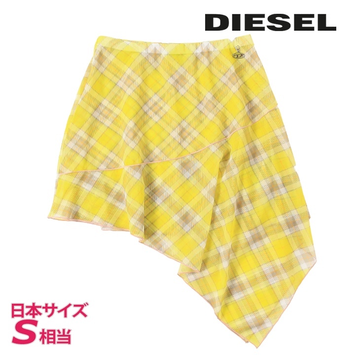 ディーゼル DIESEL シースルーシフォンミニスカート レディース チェック柄 アシンメトリー O-SALLY拍卖