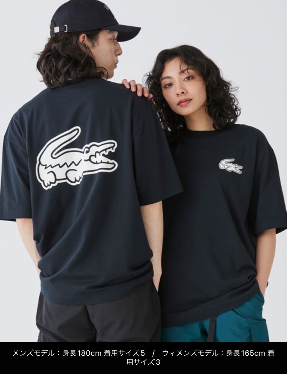 LACOSTE ラコステ オーバーサイズ バック プリント Tシャツ 4黒拍卖