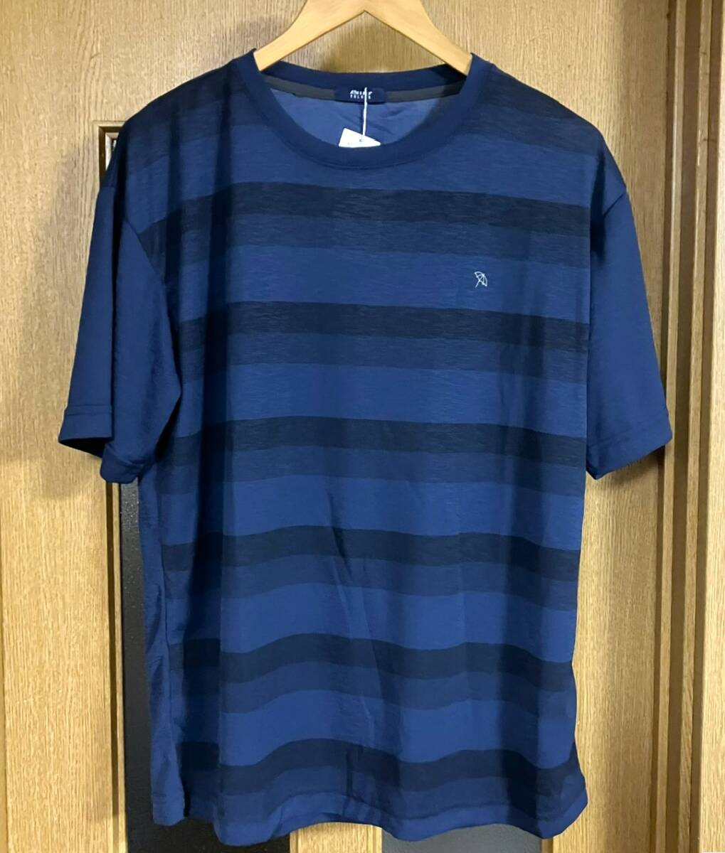 新品 タグ付き 半袖 アーノルドパーマー メンズLサイズ 青~ネイビー ボーダー柄拍卖