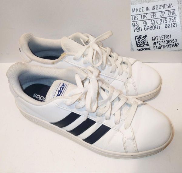 ★二足セット!美品★Adidas ホワイト グレー レザースニーカー 27.5 アディダス★拍卖