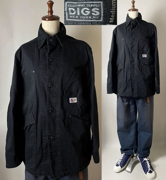 ★【日本製 国内正規品】 DIGS Dickies × SHIPS ディッキーズ × シップス 名作コラボ コットン100% カバーオール ジャケット M ブラック拍卖