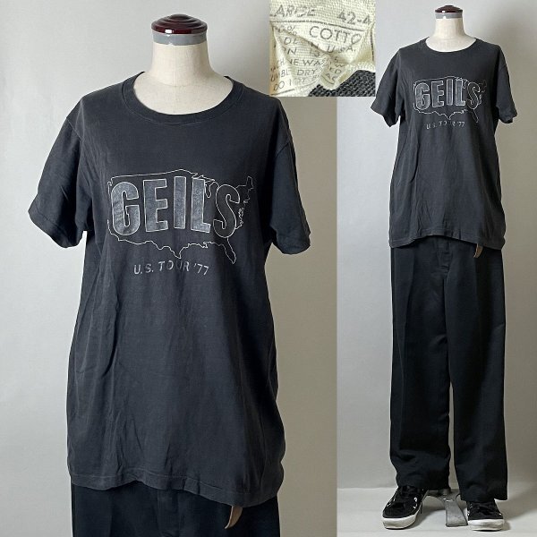【スぺシャル ビンテージ 70s 1977年 USA製】 J.GEILDS BAND J.ガイルズバンド GEILS U.S. TOUR '77 Tシャツ バンドT・ロックT L ブラック拍卖
