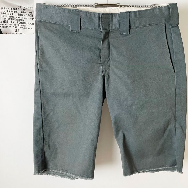 ★【ホンジュラス製 スリムハーフパンツ】ビンテージ Dickies ディッキーズ WR298RCH カットオフ ワーク チノパンツ ショーツ W32 グレー拍卖