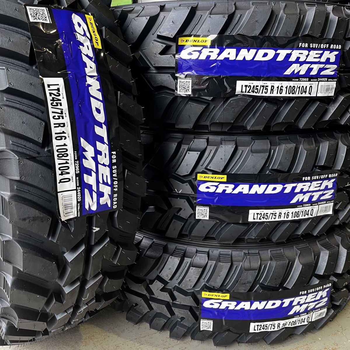 新品 2024年製~ ダンロップ グラントレック MT2 LT 245/75R16 108/104Q 4本 価格 DUNLOP GRANDTREK MT オフロード OWL 245/75-16 送料無料拍卖