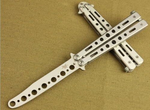 ★★超リアル 刃なし 練習用 バタフライナイフ トレーニング ジョークグッズ おもしろ雑貨 ブラックジョーク ホワイト拍卖