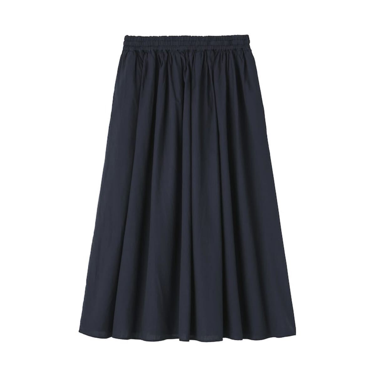 無印良品 綿ボイル ギャザースカート婦人XL・ダークネイビー拍卖