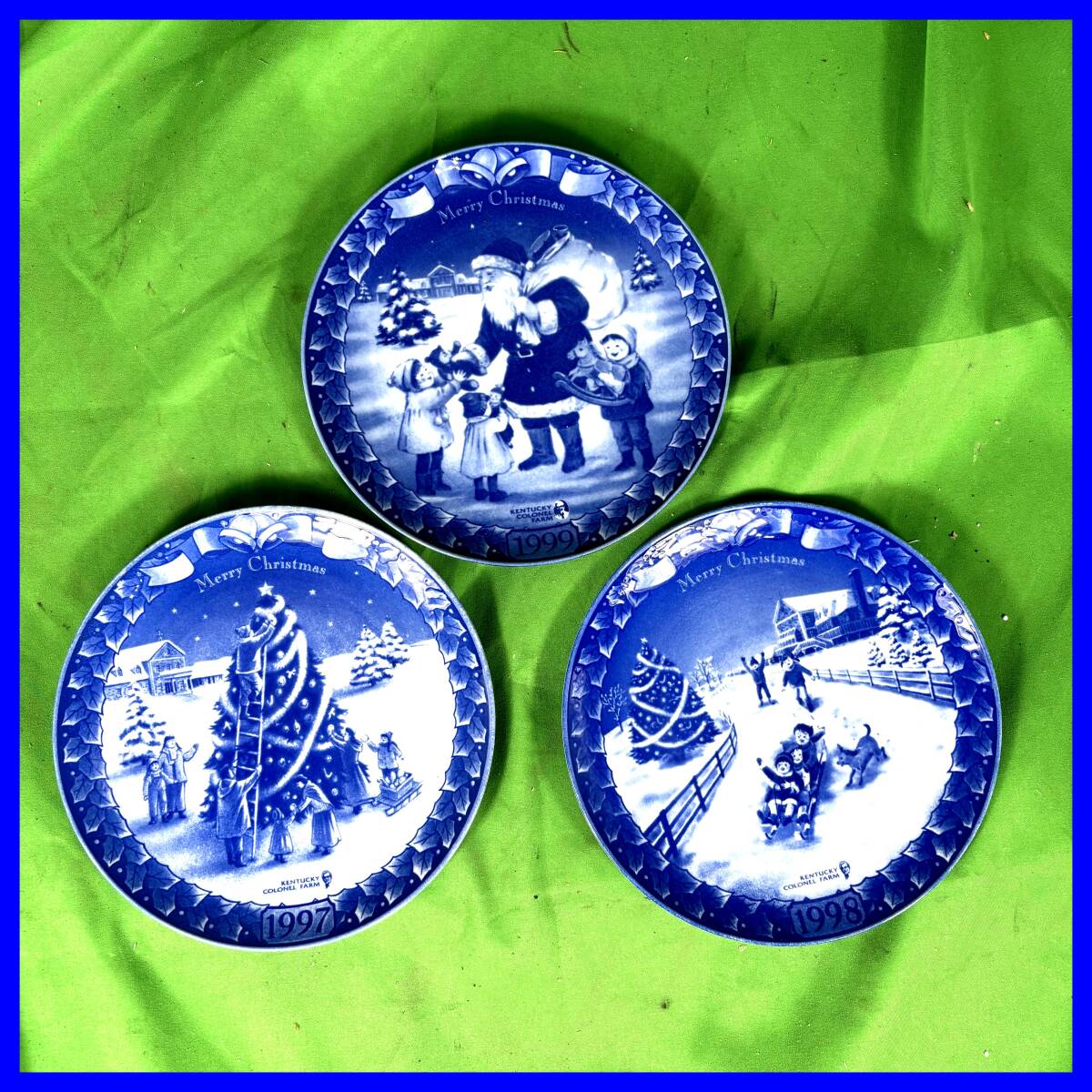 ケンタッキー クリスマスプレート 3枚セット KFC KENTUCKEY FRIED CHICKEN Christmas Plate 1997 1998 1999 美品 EL-250706043拍卖