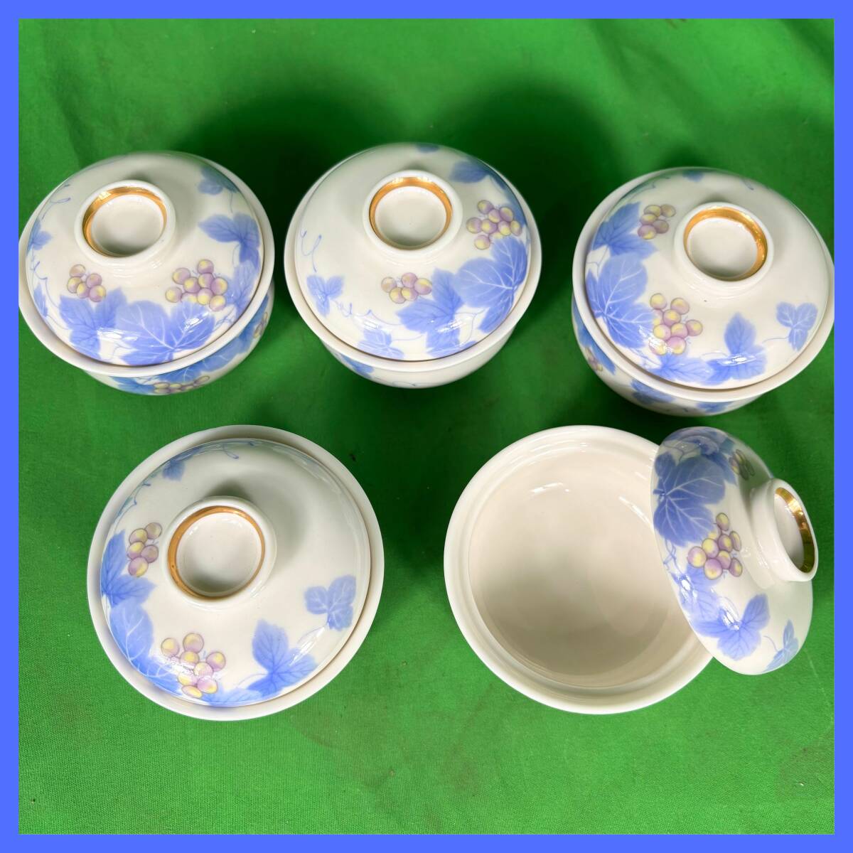 窯山庫 茶碗蒸し碗揃い 5つセット 美濃焼 陶磁器 前畑陶器 小鉢 和食器 キッチン 家具 収納箱付き 経年保管品 新品未使用品 EL-250708040拍卖