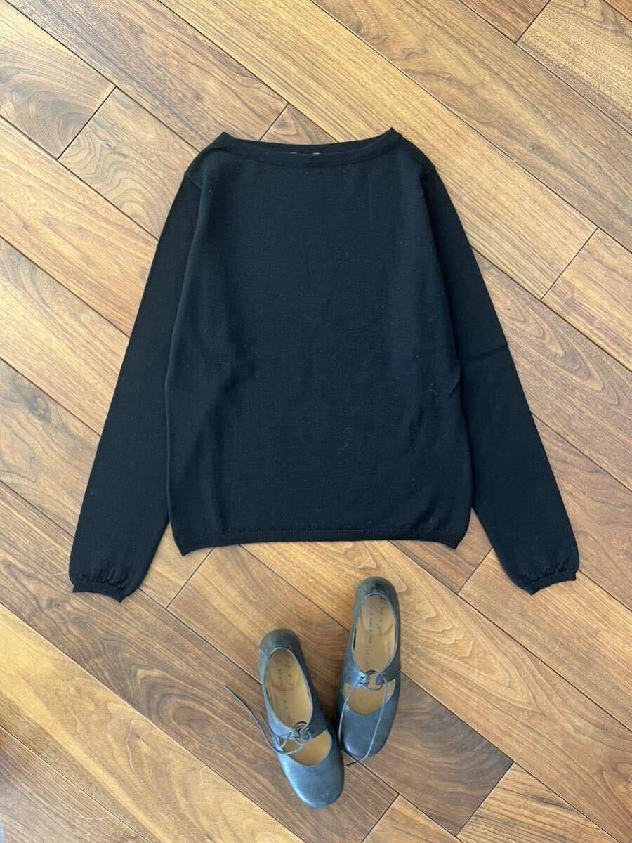 美品 希少○WILLIAM LOCKIE ウィリアムロッキー○長袖 プルオーバー ニット セーター トップス レディース 黒 スコットランド製拍卖