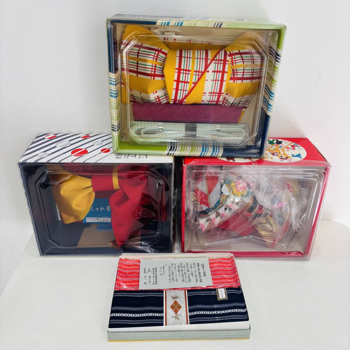 おしゃれ帯 結び帯 4点 まとめ 伊達締 帯締め 角帯 作り帯 バッグ 帯揚げ ゆかた 着物 七五三 和装 NC2182M拍卖