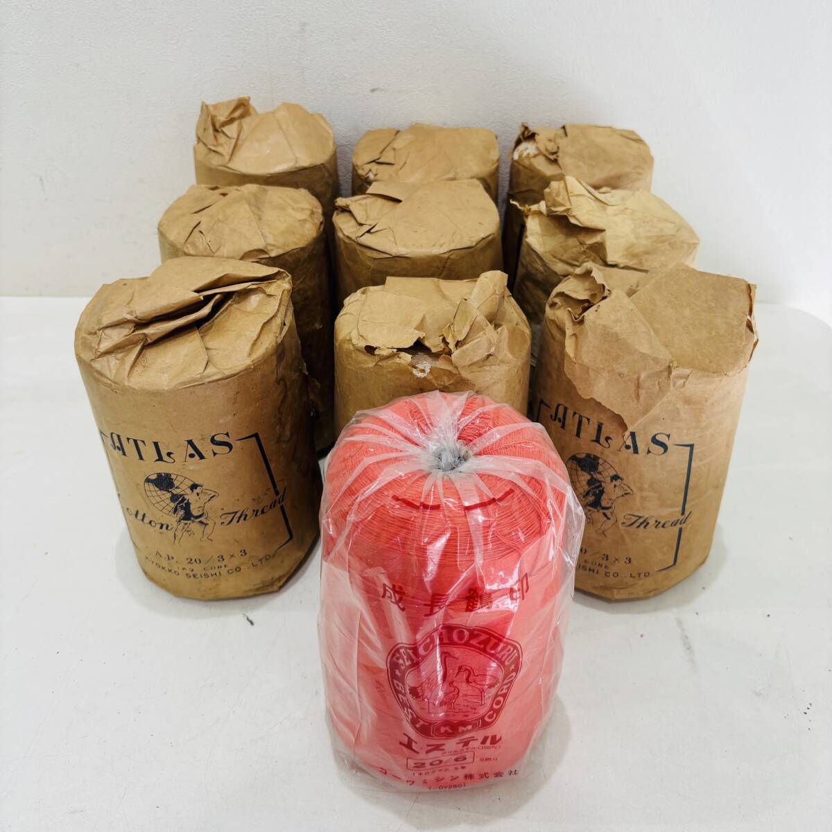 未使用 ATLAS 成長鶴印 ミシン糸 10個 まとめ 白 赤 エステル ポリエステル100% 他 ミシン 手芸 裁縫 ハンドクラフト 保管品 NC2262M拍卖