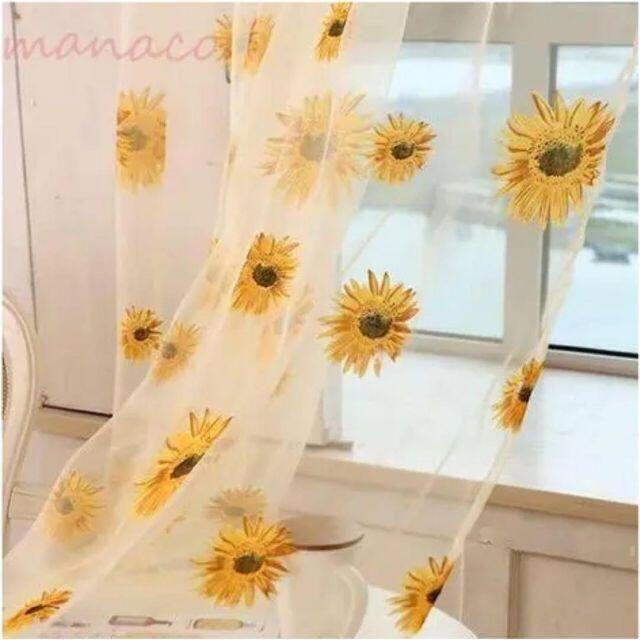 ひまわり 1枚セットラクラク取付レースカーテン ヒマワリ 仕切り 向日葵拍卖