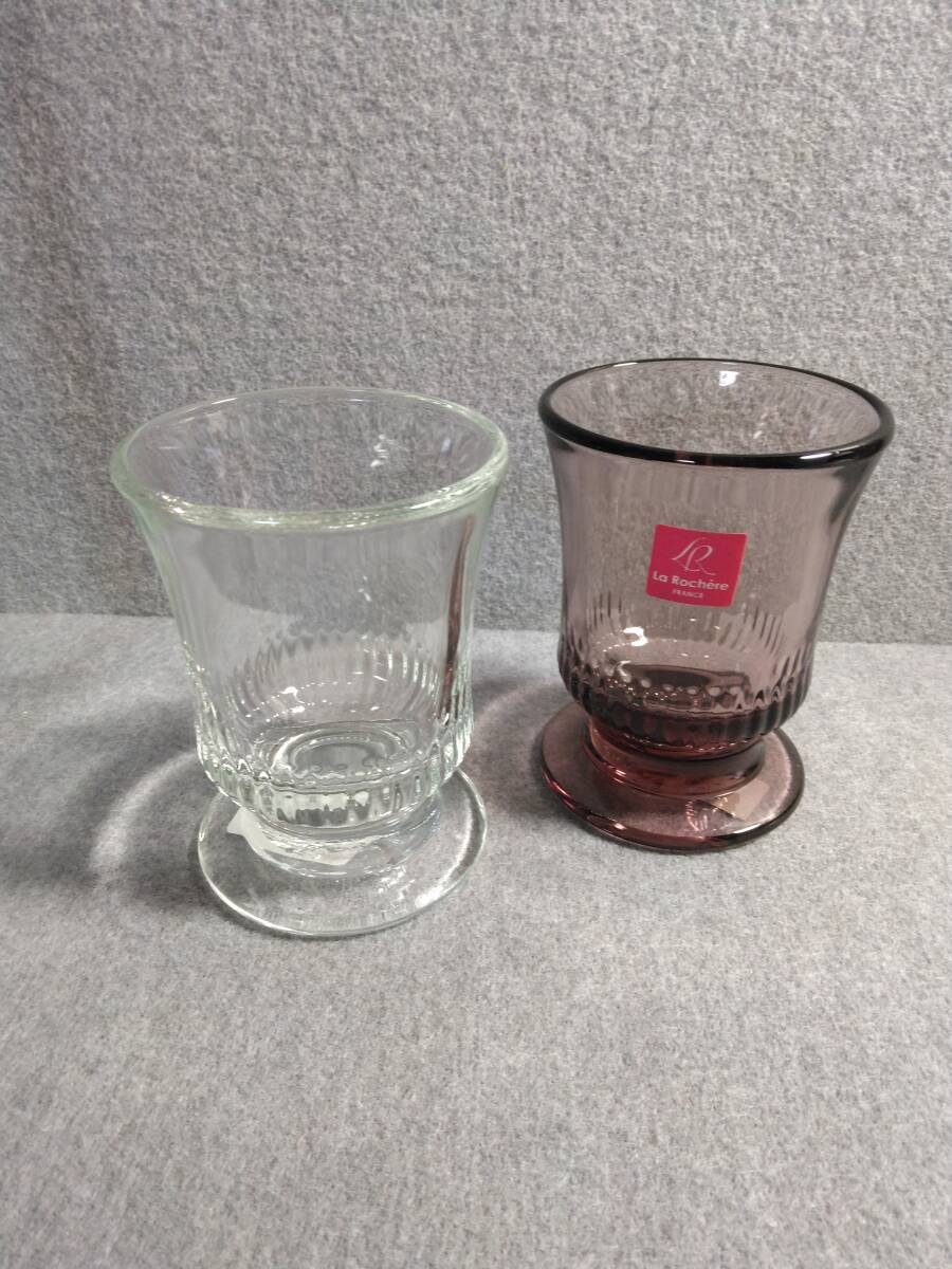 グラス ラ・ロシェール 型ガラス 脚付きグラスカップゴブレットフリーカップ 2点拍卖