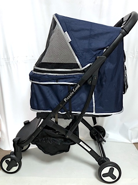 同梱不可【美品/マット付き】Piccolo Cane ピッコロカーネ BENE ベーネ ペットカート ネイビー 対面式 軽量 コンパクト 耐荷重18kg拍卖