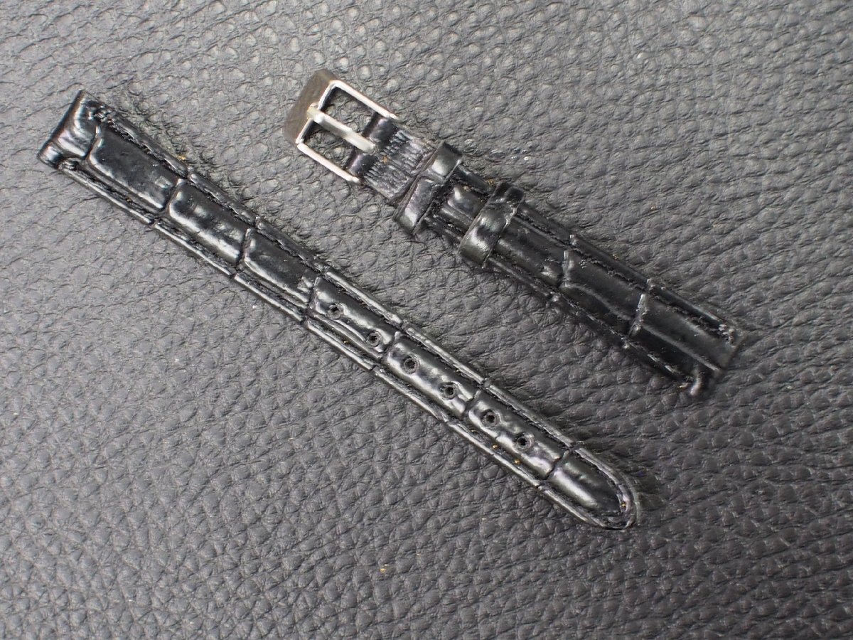 未使用 デッドストック シチズン セイコー 汎用品 皮 本革 カーフレザー 時計用 クロコダイル風 ベルト バンド ラグ側: 12mm 管理No.32238拍卖