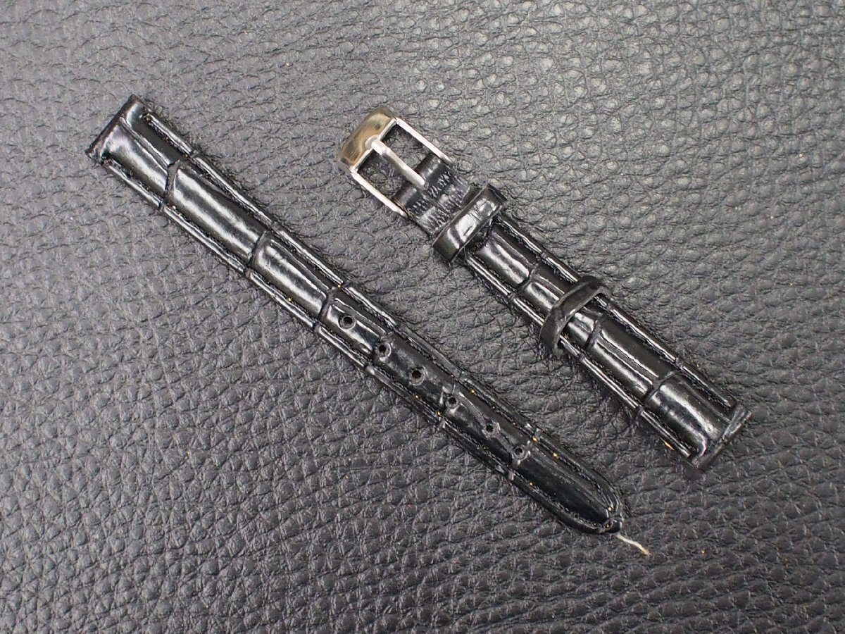 未使用 デッドストック シチズン セイコー 汎用品 皮 本革 カーフレザー 時計用 クロコダイル風 ベルト バンド ラグ側: 12mm 管理No.32261拍卖