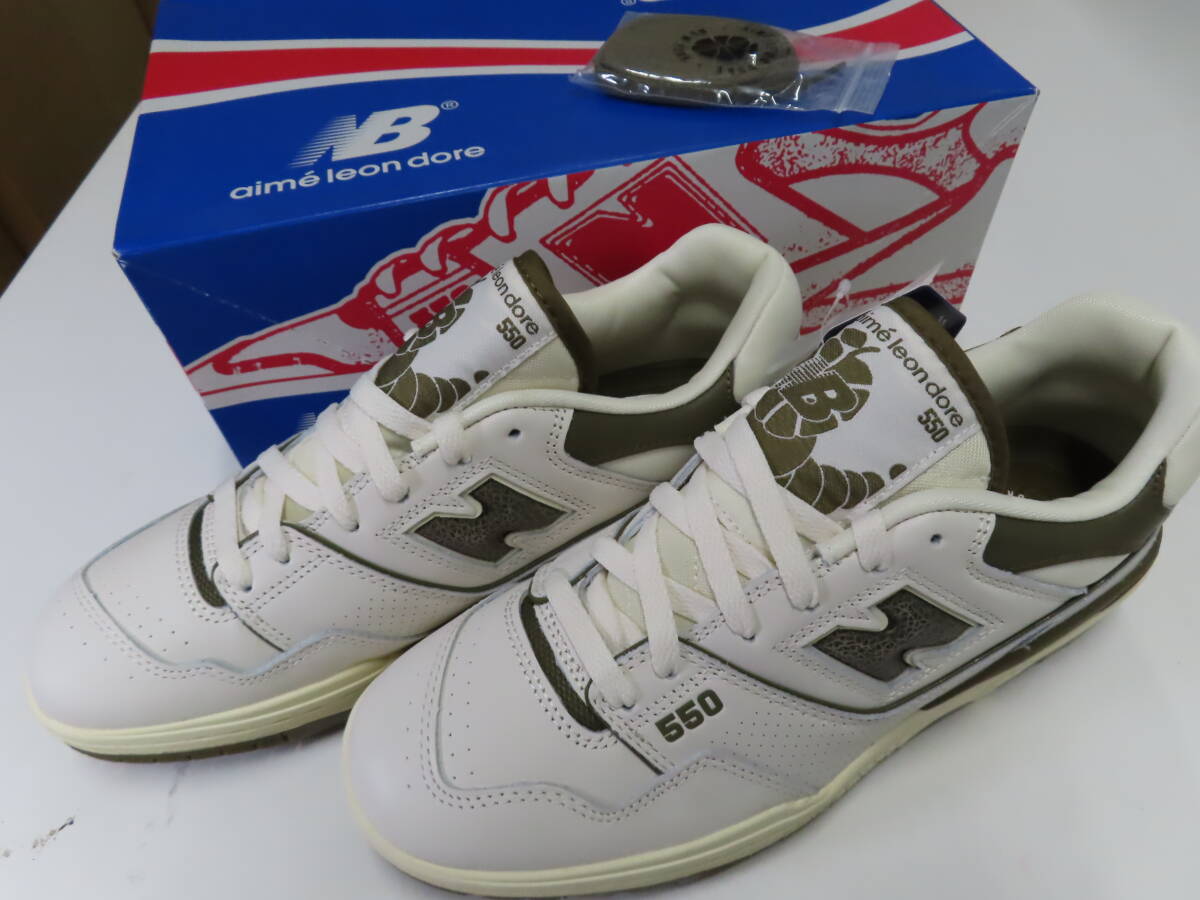 【未使用品】Newbalance×aime’ Leon dore(ニューバランス×エメレオンドレ)スニーカー BB550AD1 White/Olive【US9-27cm】拍卖
