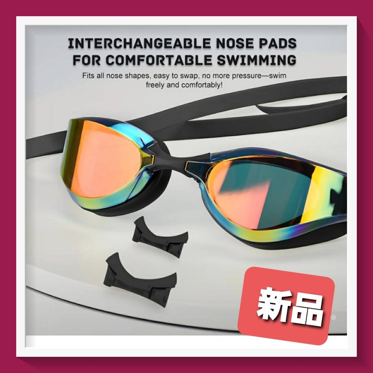 k9オレンジ系ホロ★新品 送料無料★スイミングゴーグル UVカット&防曇加工 大人用 フリーサイズ 水中メガネ 水眼 曇り止め ミラーレンズ拍卖