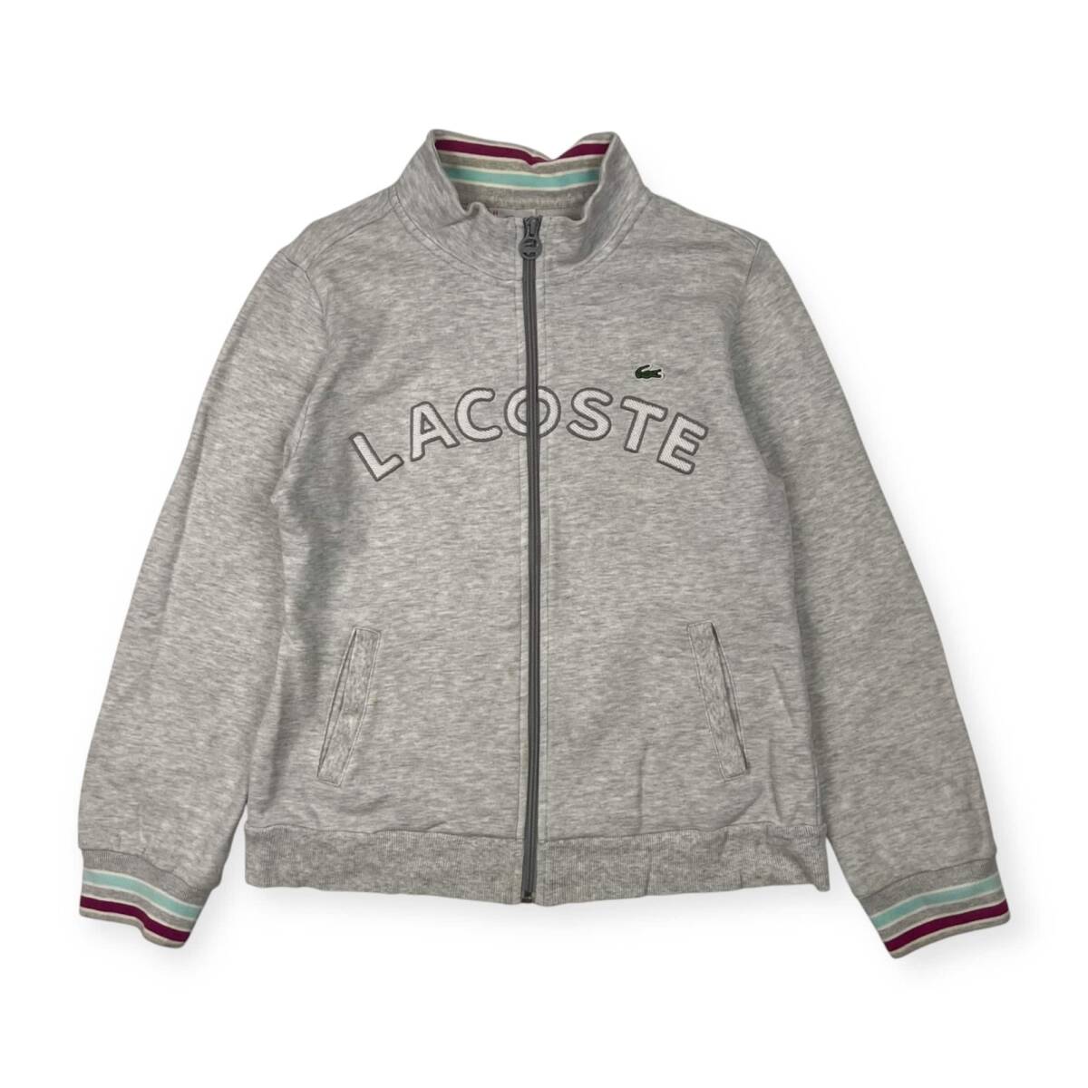 LACOSTE SPORT ラコステ スポーツ ハイネック フルジップ ジャンパー 44/ライトグレー レディース拍卖