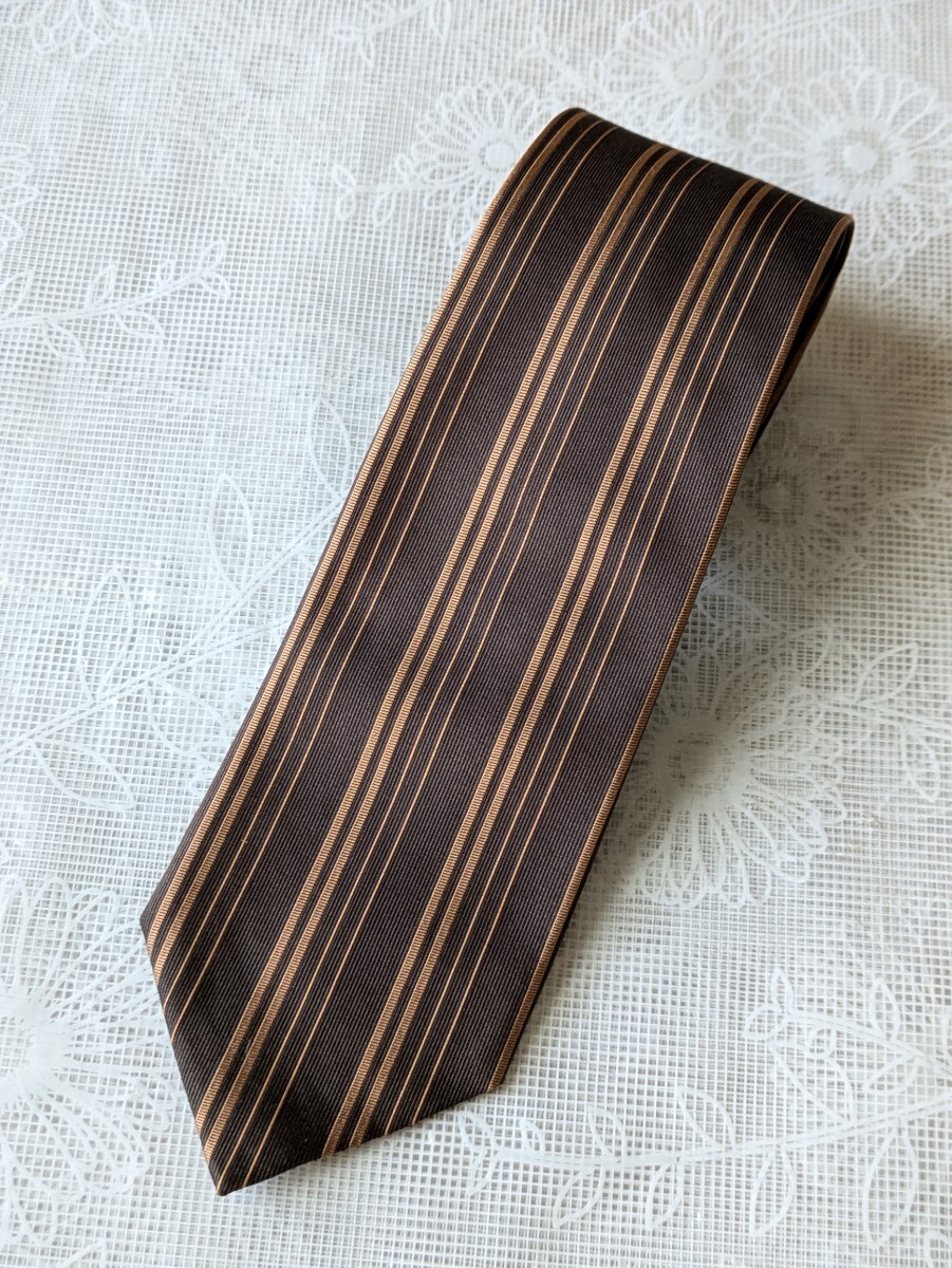 未使用 Mr.JUNKO ネクタイ 茶系ストライプ 拍卖