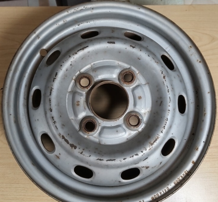 スチールホイール 鉄ホイール 鉄チン 中古 12インチ 4.00B PCD100 4穴 4J拍卖