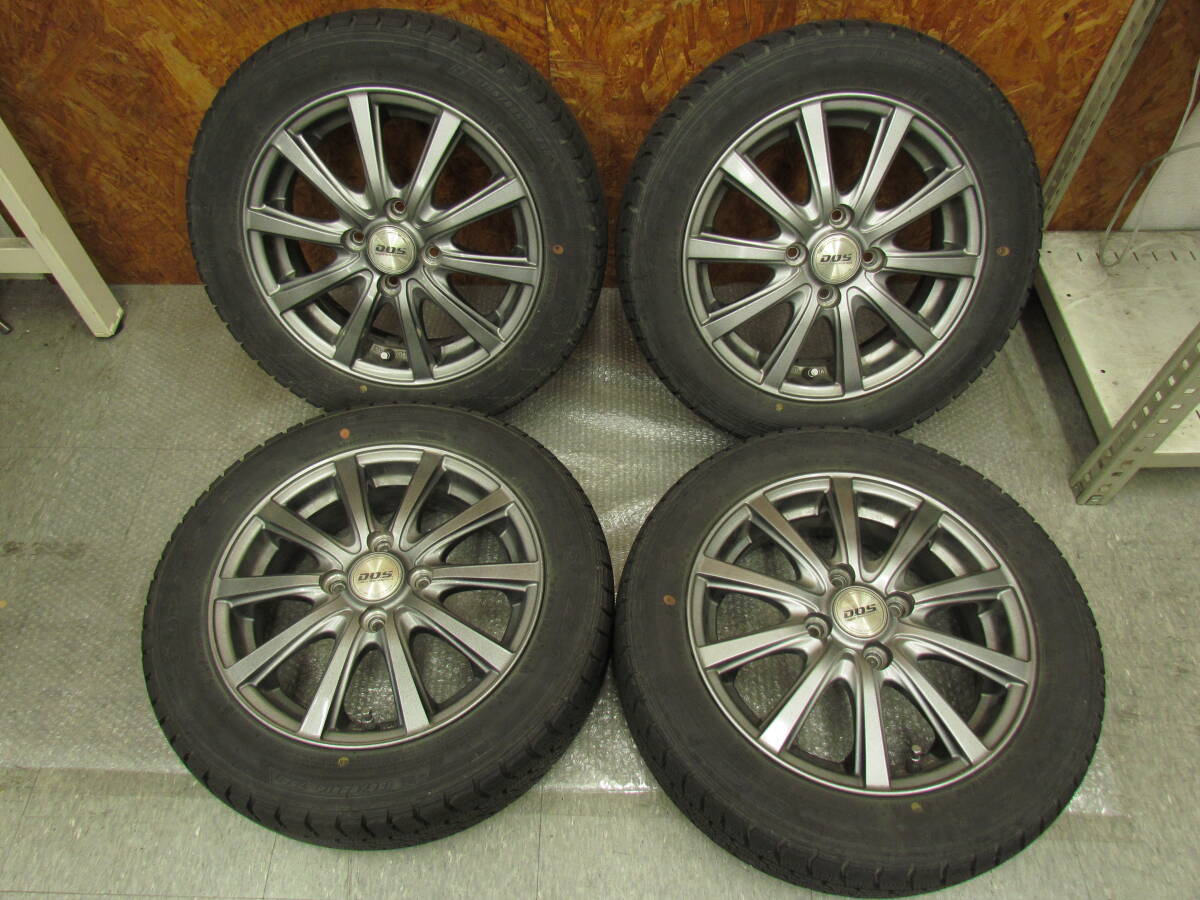 ST②155/65R14 14×4.5J+43 4H-100 ハブ経約6.7cm グッドイヤーアイスナビ 2015年製 4本 軽自動車等 ホイールセット 14インチ 拍卖