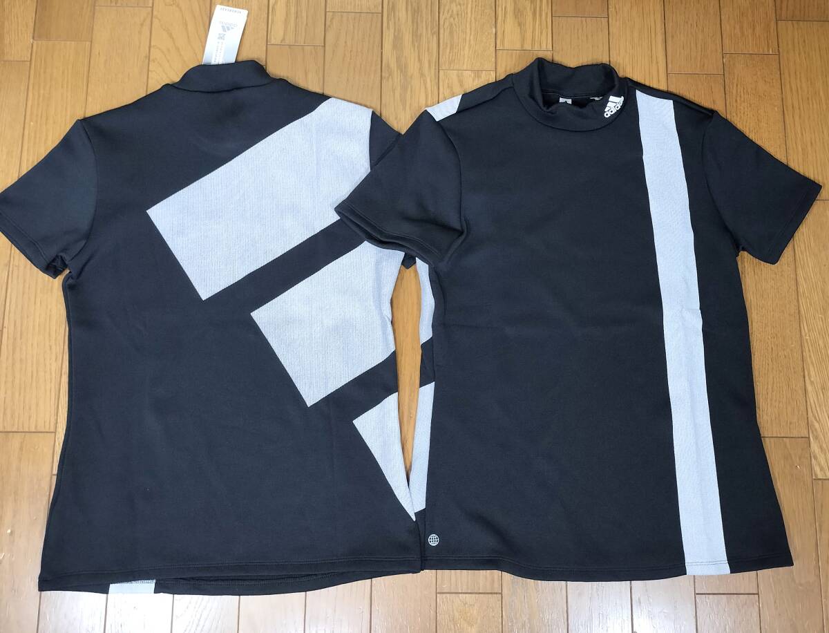 (アディ32)定価8,800円 新品 アディダス ビッグロゴ モックネックシャツ HG8254 黒 レディースM拍卖