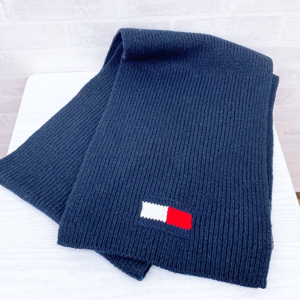 トミーヒルフィガー マフラー ネイビー系 中古 長期保管品 現状品拍卖