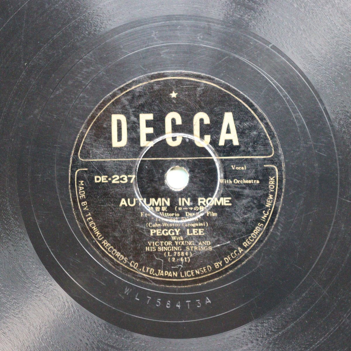 S212/SP盤/ペギー・リー「ローマの秋/ジャニー・ギター」/DE-237拍卖