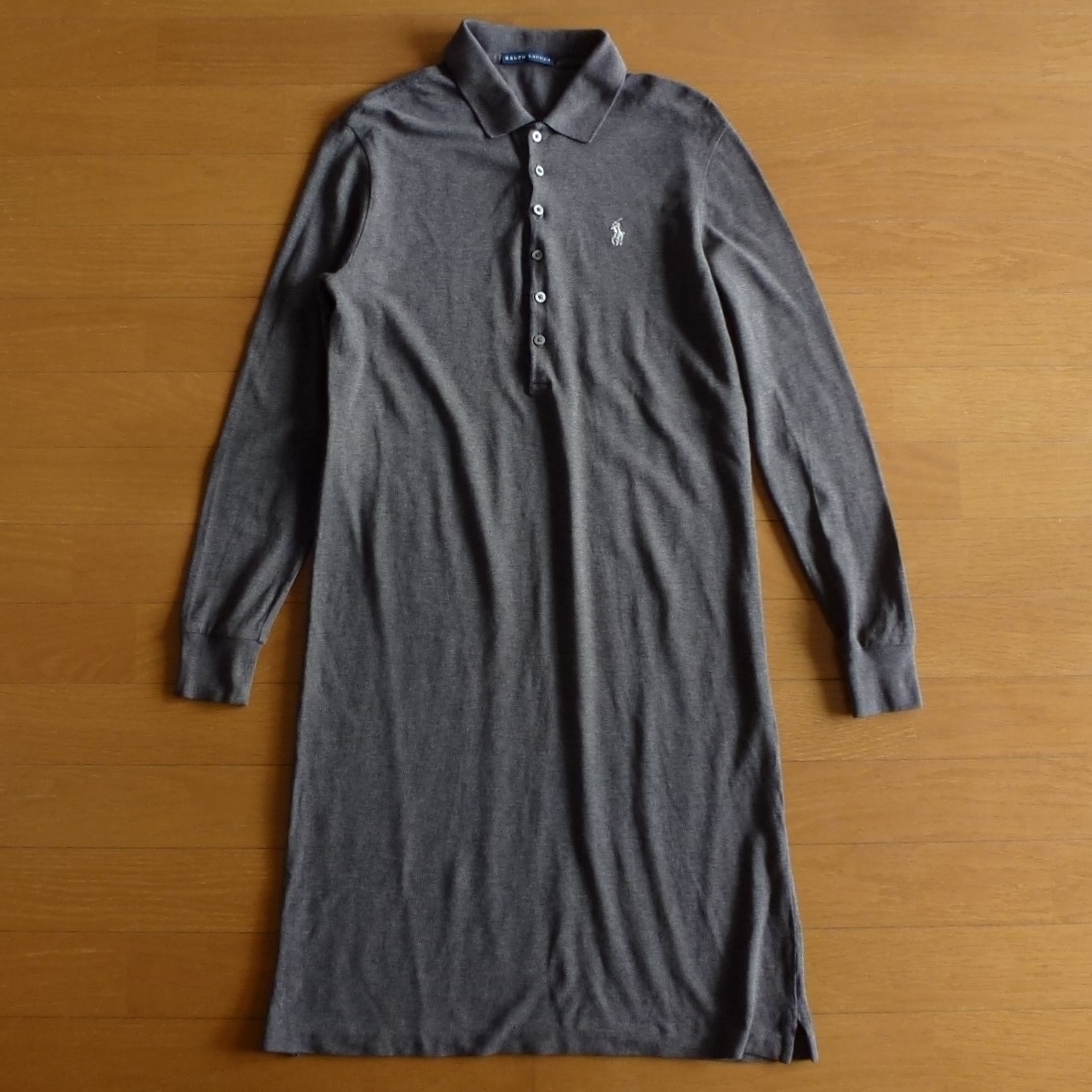 良品 POLO RALPH LAUREN ポロラルフローレン ポニー刺繍 鹿の子 長袖 ワンピース XS 即決あり!拍卖