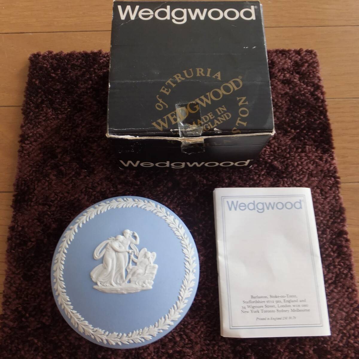 美品 英国製 wedgwood ウェッジウッド ジャスパーウェア 小物入れ 箱付き 即決あり!拍卖
