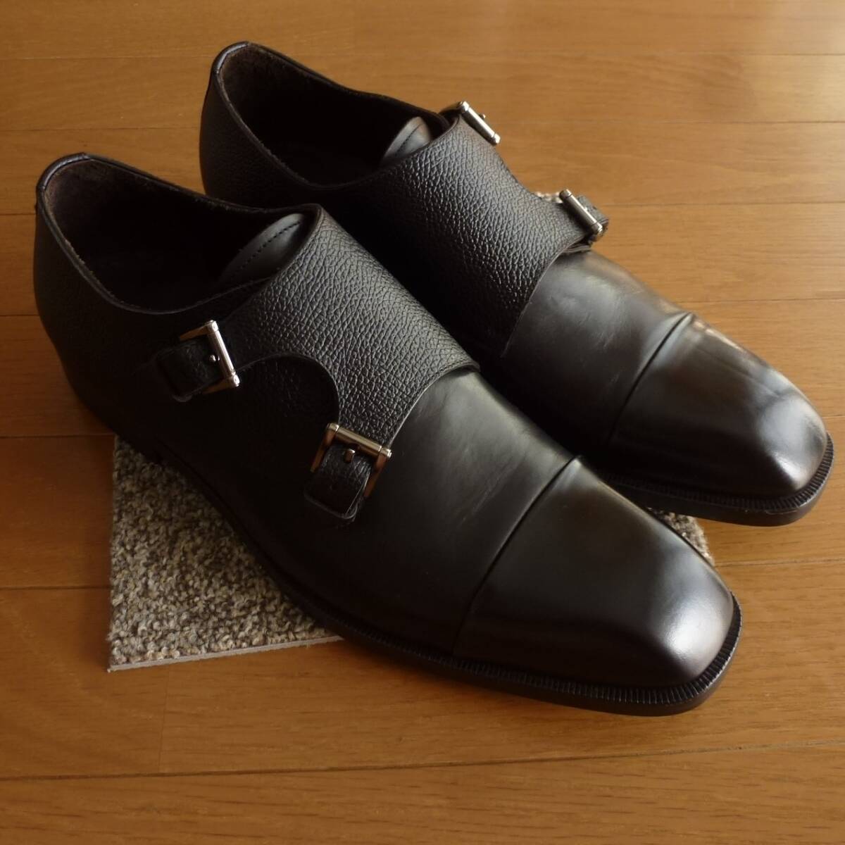 新品 ZZegna ジーゼニア ダブルモンクストラップ レザーシューズ 黒 29cm イタリア製 ゼニア 即決あり!拍卖