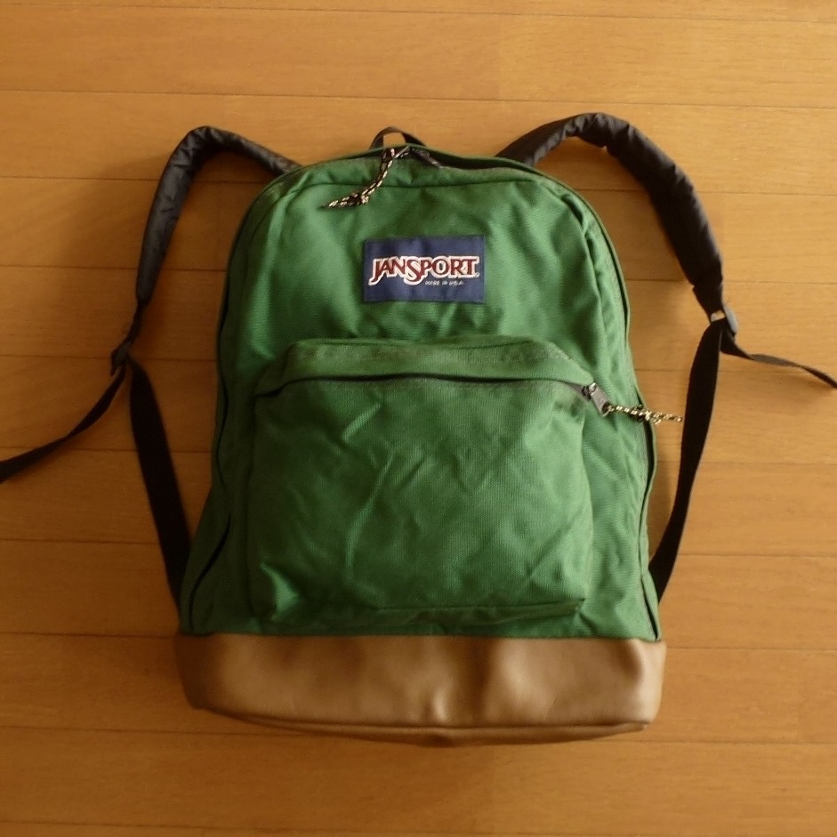 80’s USA製 JANSPORT ジャンスポ ボトムレザー ナイロン リュック 即決あり!拍卖
