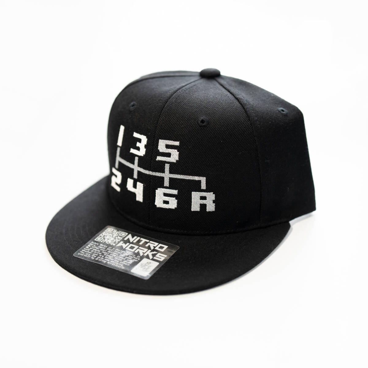 NITROWORKS シフトパターン刺繍 スナップバックベースボールキャップ(6速MT+右下R/フリーサイズ)拍卖