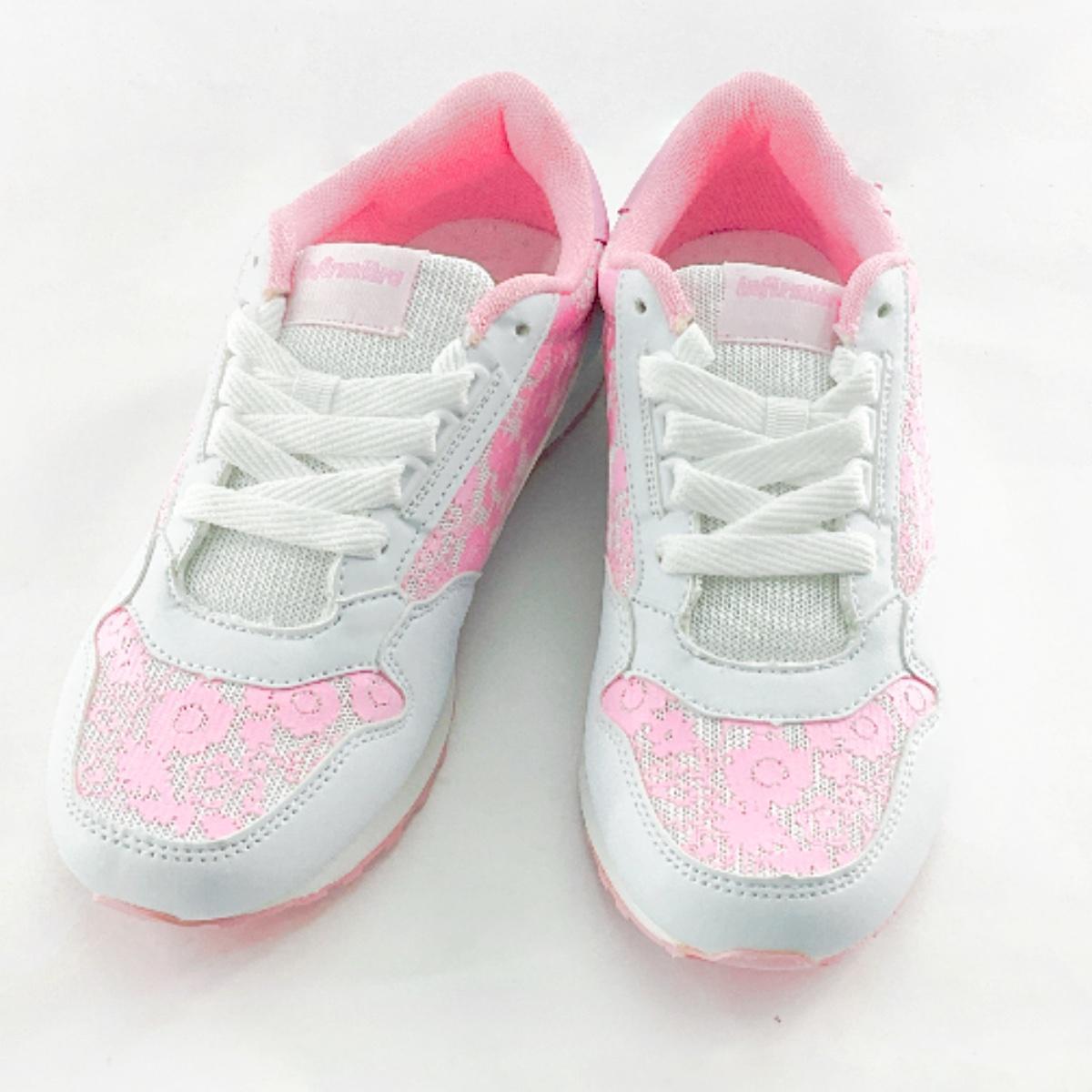 ニットカジュアルシューズ 看護師 介護士 22.5cm ホワイトxピンク拍卖