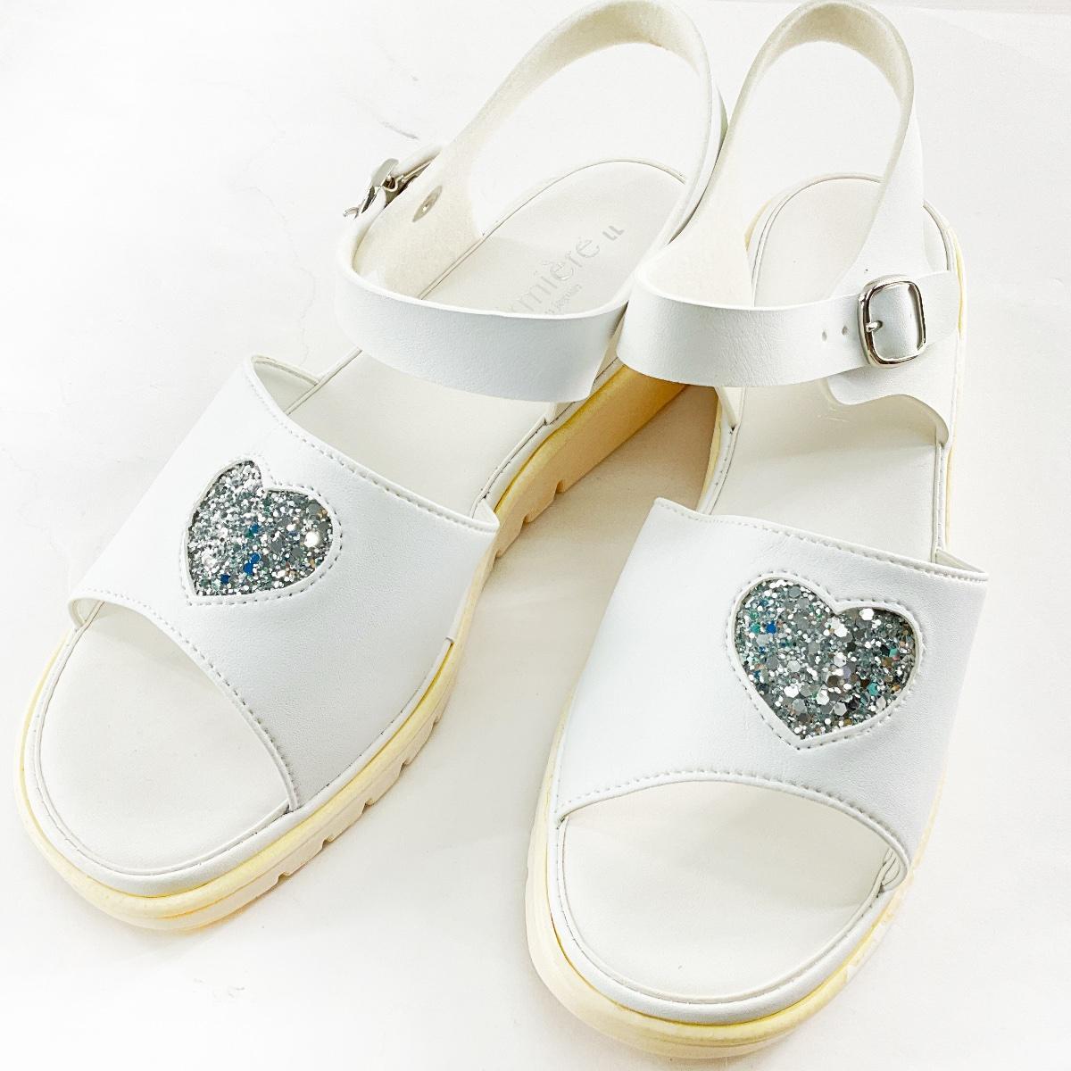 ハートラメ屈曲ソールサンダル ナース 小児科 LL 23.5~24cm ホワイト拍卖