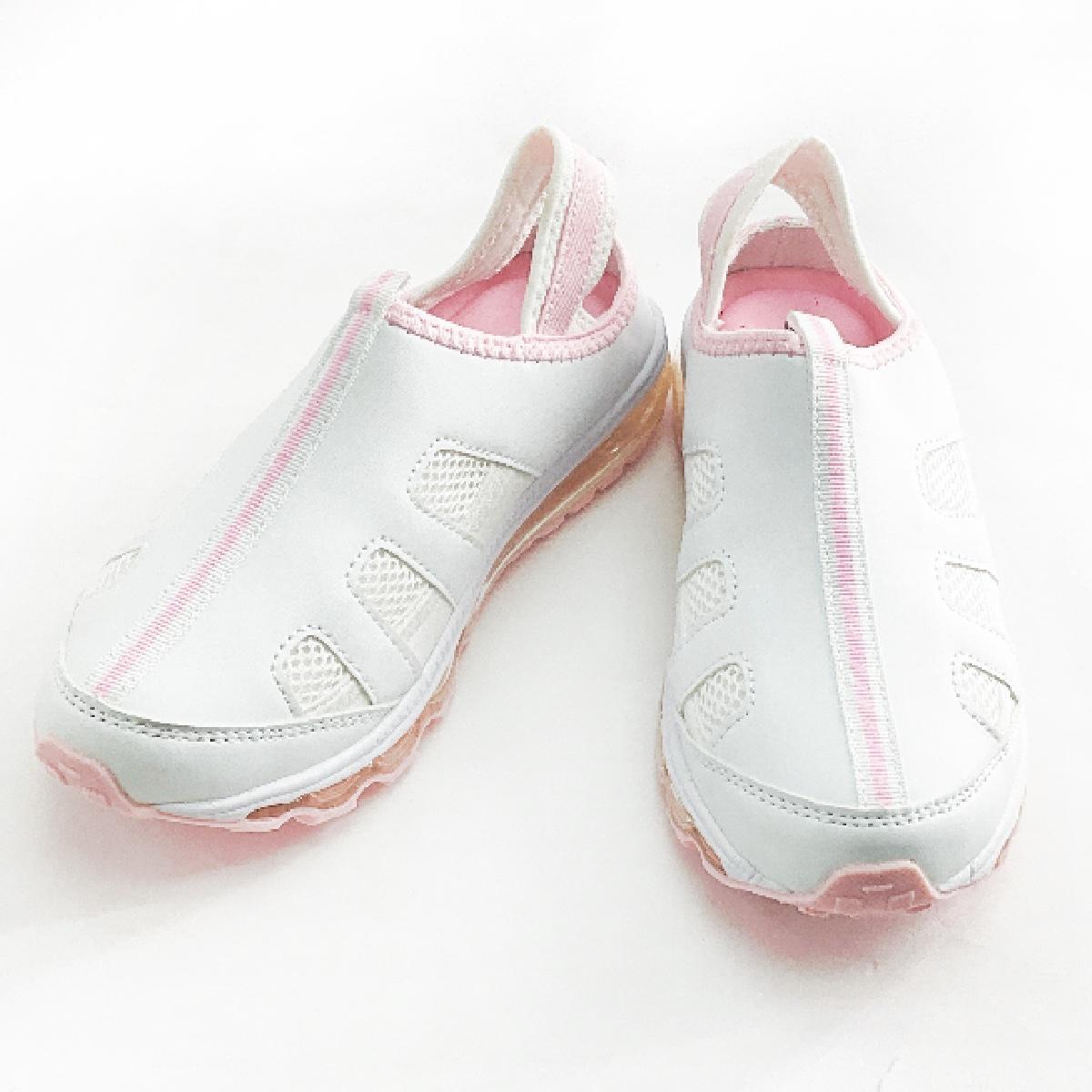 バックバンド 2WAY クッションフルエアーシューズ 看護師 介護士 23.0cm ホワイトxピンク拍卖