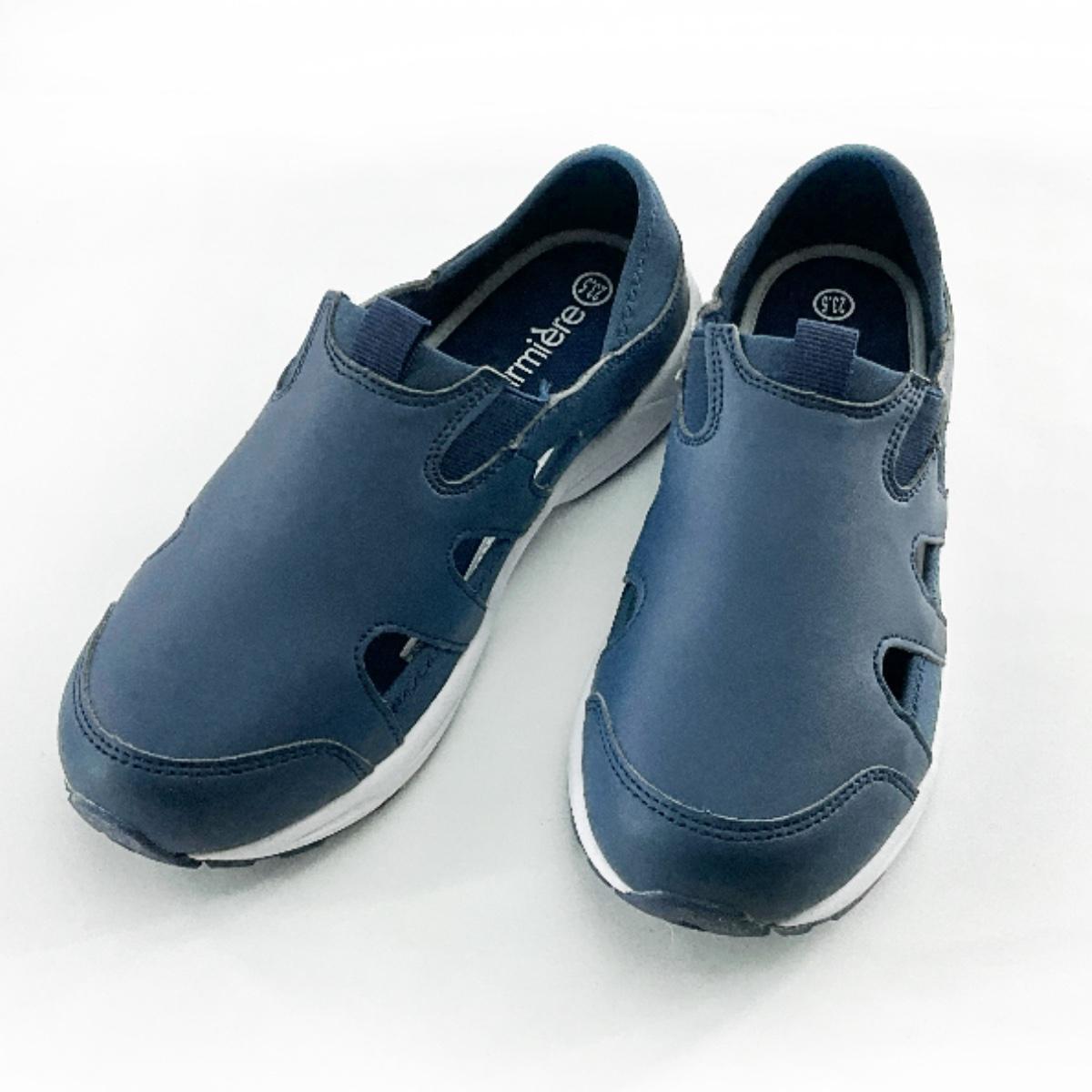 訳あり 2WAYスリッポンシューズ 看護師 介護士 幅広4E設計 23.5cm ネイビー拍卖
