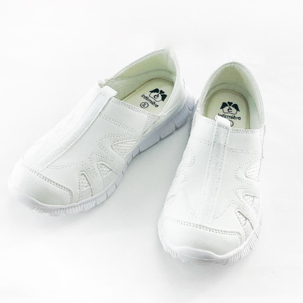 スポーツフィット スニーカー サイドゴム 2WAY Light 看護師 介護士 3Lサイズ 24.5~25.0cm ホワイト拍卖